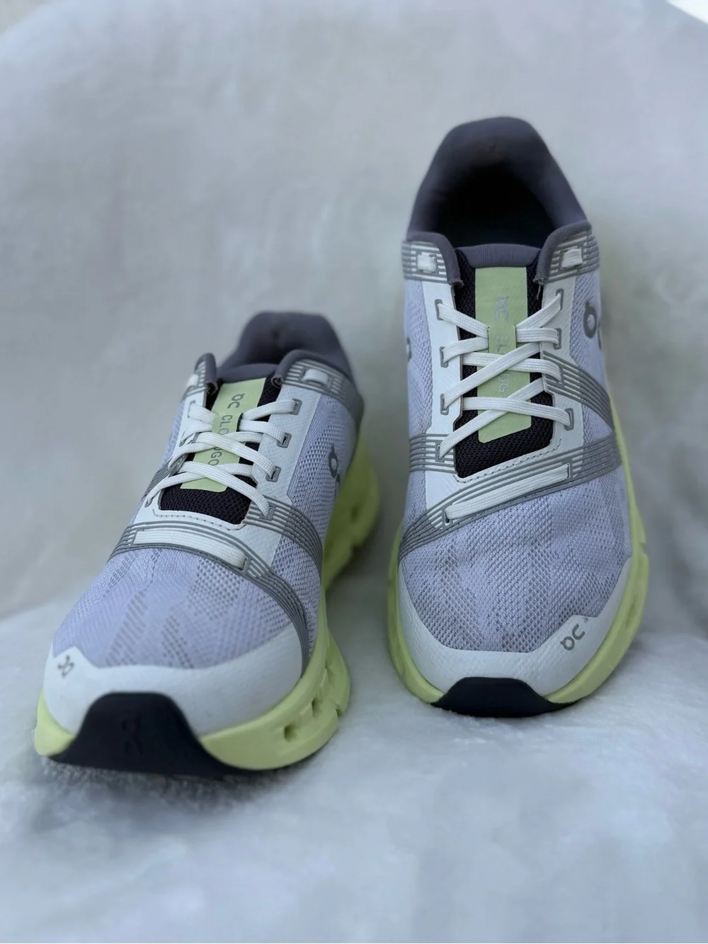 On Running Women's Athletic Shoes in Light Gray, Lime